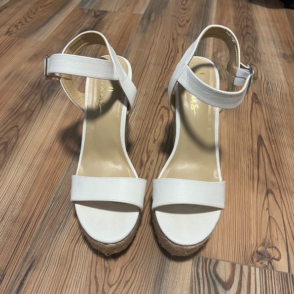 Lulus Beachy Dreams White Espadrille Wedges - Size 8 - Picture 2 of 5